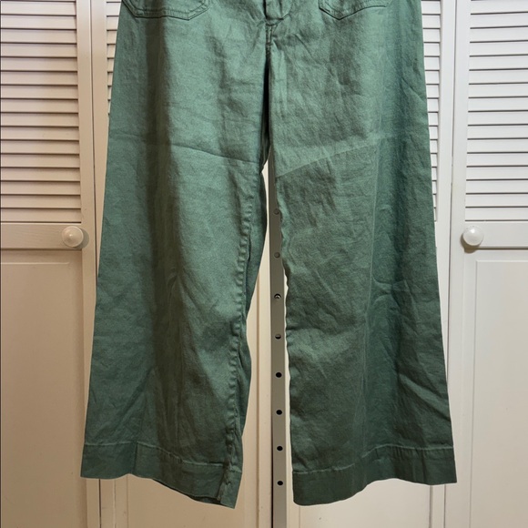 Anthropologie MAEVE The Colette Green Wide Leg Cropped Hi Rise Pants 28 Petite - Picture 4 of 12